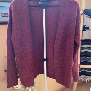 Elegant Open-Front Cardigan in Rich Burgundy